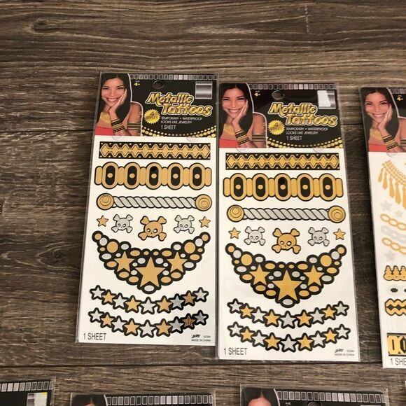 Lot of 10‎ Packs of Brand New Metallic Tattoos - Picture 2 of 5